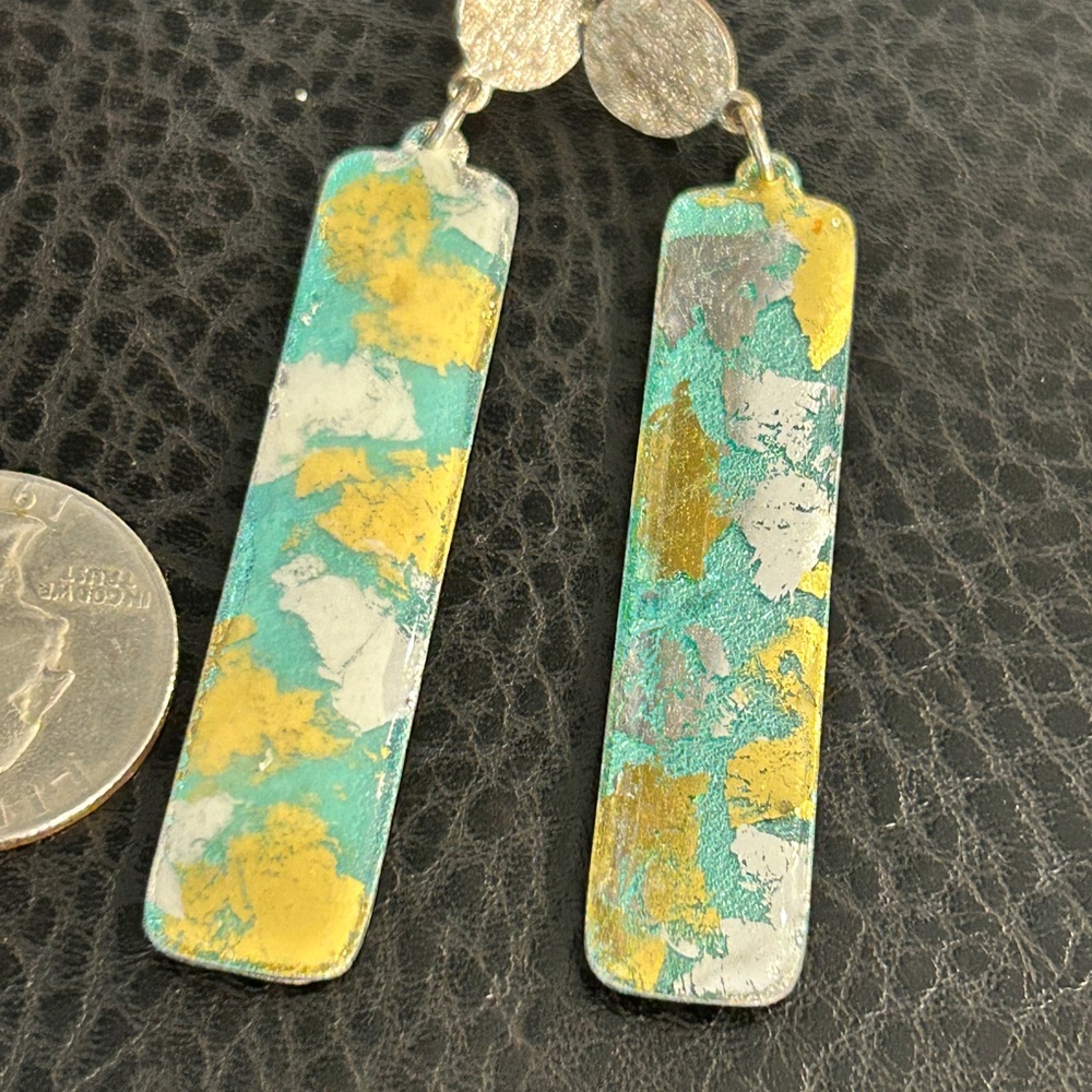 Silpada Abstract Gold and Silver Dangle Earrings